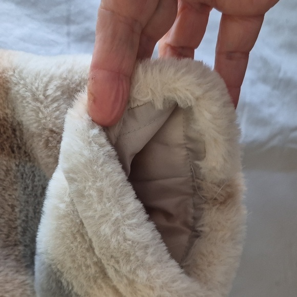 AMOLI  Plaid Teddy Jacket Polyester Plush Faux Fur Size S Great Condition - Picture 7 of 15